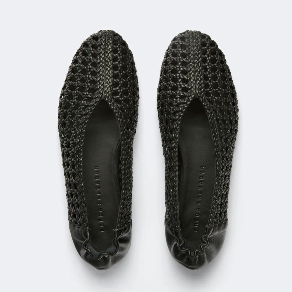 Freda Salvador Black Open-Weave Ballet Flats